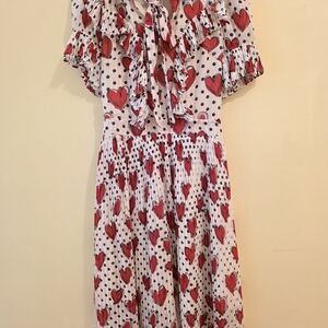 Heart and Polka Dot Pleats Dress